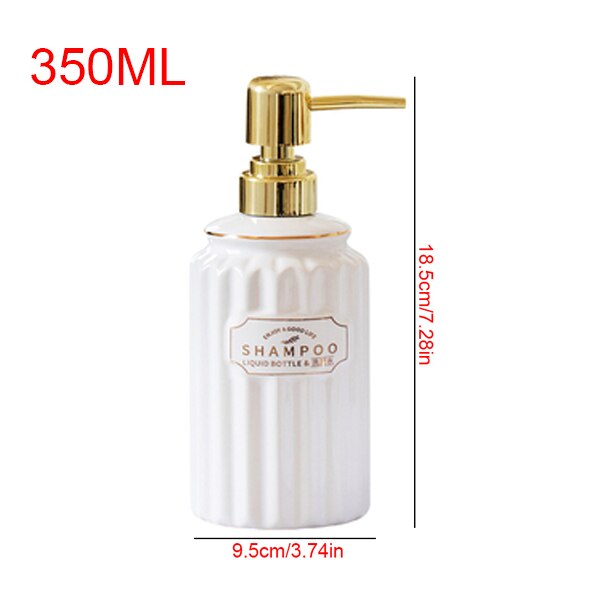 Ceramic Soap Dispenser Bottle White Large-capacity Shower Gel Shampoo Press Bottle Fillable Bathroom Empty Bottle: shampoo white
