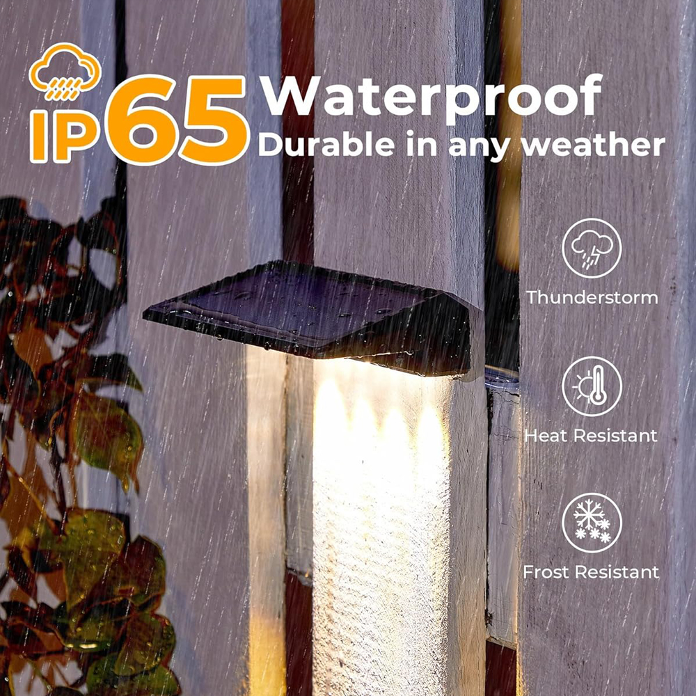 Luces solares de pared para exteriores, luces de cubierta impermeables para valla exterior, luces solares para patio trasero, valla de pared, cubierta, canalón, porche