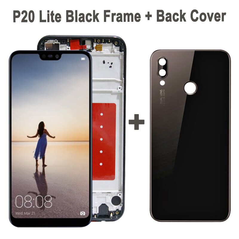 Original 5.84&quot; For Huawei P20 Lite LCD Display Touch Screen Digitizer Assembly For Huawei P20Lite / Nova 3e Display Replacement: Black With Frame