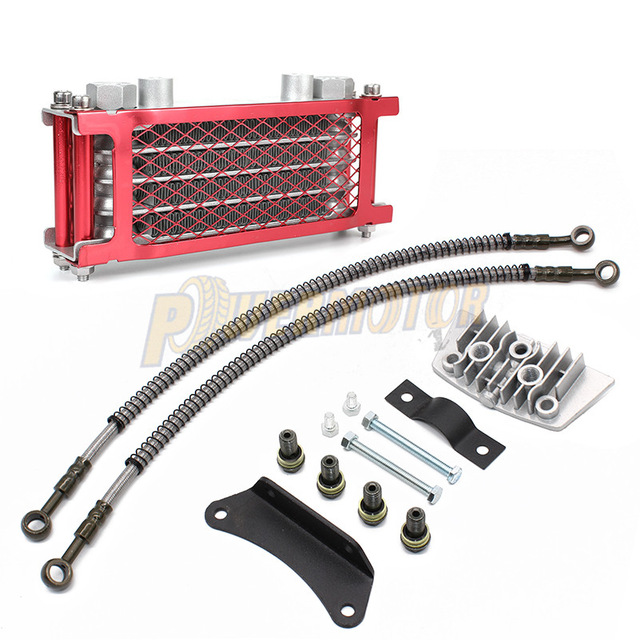 Oil Cooler Motorcycle Oil Radiator Kit Engine Cooling for 50 125 140cc Motocross Universal Dirt Pit Bike ATV Enduro Accessories: black