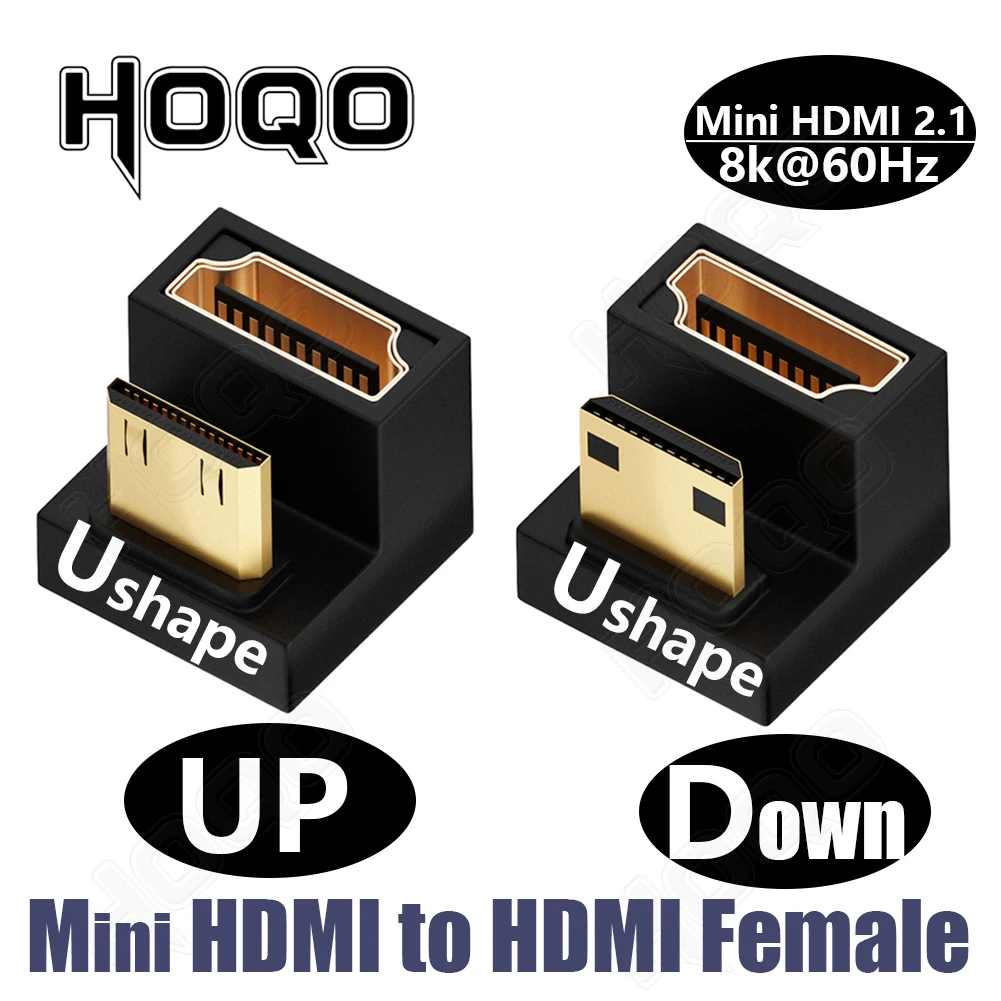 8K HDMI-adapter 90 graden 8k 4k bij 120 Hz 270 graden HDMI schuine adapter 360 180 graden mini naar HDMI U-vorm l-type converter