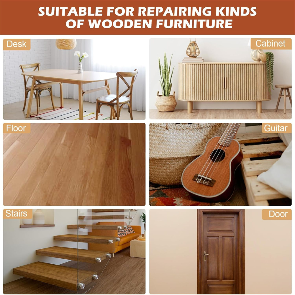 34Pcs Wood Furniture Repair Kit Cracks Hole Stains Renovate for Hardwood Floor Table Laminate Cabine Wood Repair Tool Set