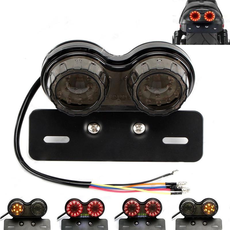 Universal twin dual motorcykel baglygte baglygte led motorcykel baglygte blinklys bremse nummerpladeholder lys