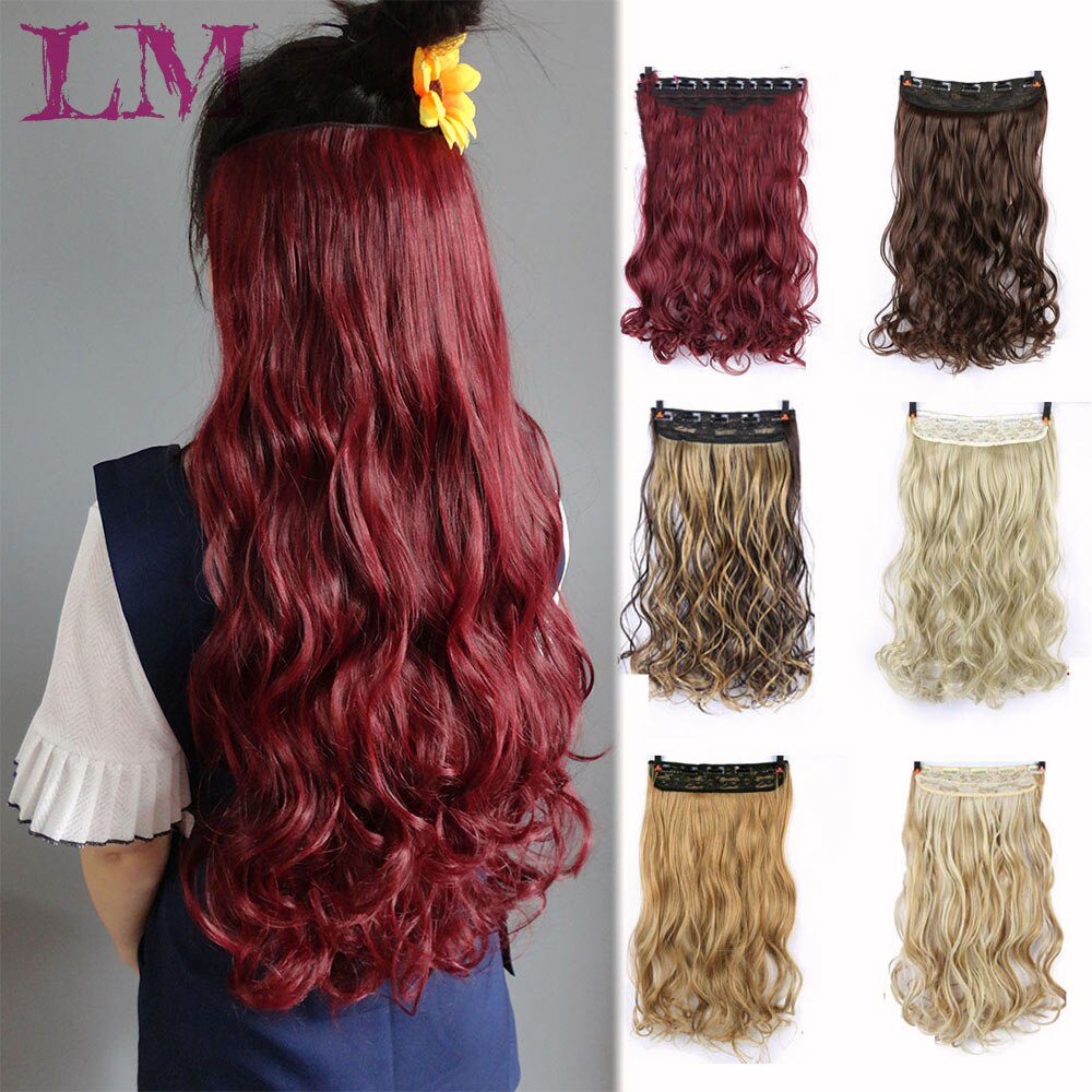 LM Extension capillaire synthétique à Clip | Postiche longue tendance une pièce, couleurs entordées à la , Extension capillaire avec pince