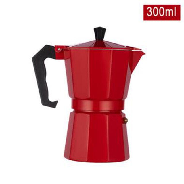 Cafetera expreso Moka italiana de aluminio, percolador, estufa superior, herramientas de cocina, estufa, 150/300ML: Red 150ml