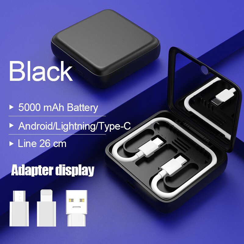 Garas mini-powerbank, tragbares ladegerät, multifunktionale powerbanks, 5000 mah, externes ladegerät, powerbanks für apple: Schwarz