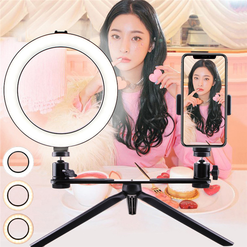 LED Selfie Ring Light Studio Photography Photo Ring Fill Light with Tripod for Smartphone Makeup Live Trip