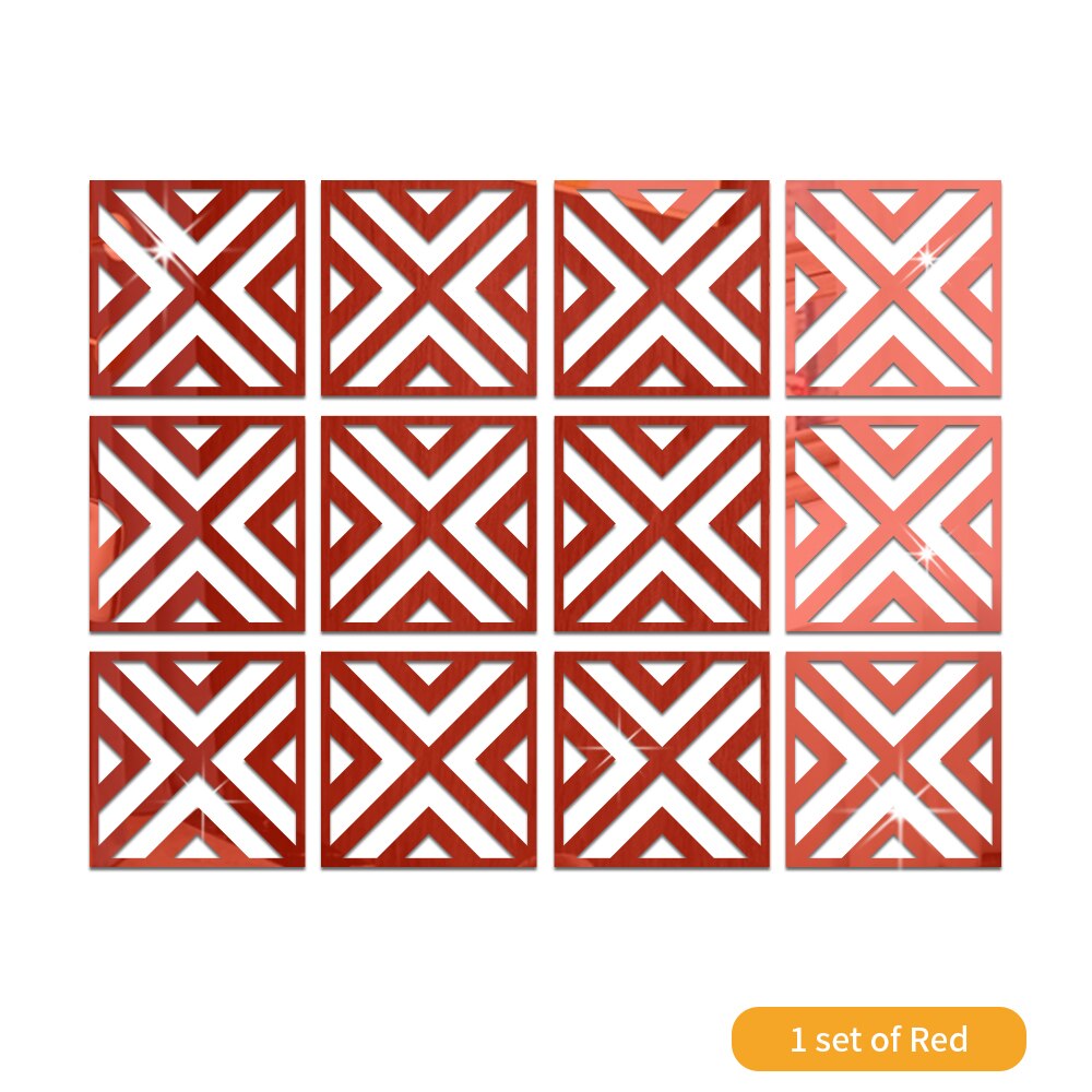 Funlife®Spiegel Aufkleber Wand Aufkleber Wasserdicht Bad Möbel Leicht zu Reinigen für Küche Home Decor Wohnzimmer Abnehmbare: red / 28x28cmx24pcs