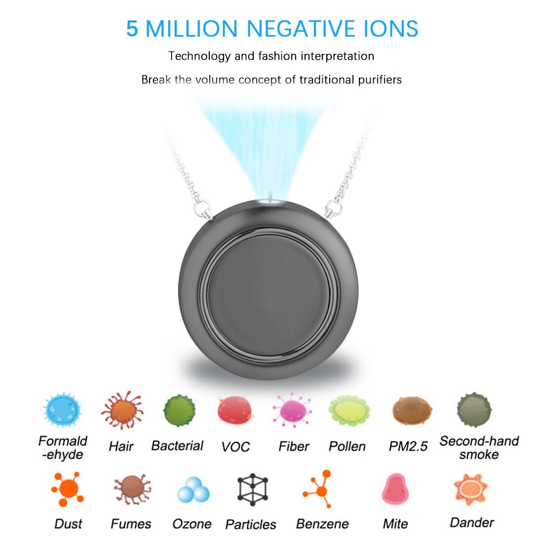 Vehicle Air Purifier Mini Auto Car Fresh Air anion Ionic Purifier 12V Air freshener Oxygen Bar Ozone Ionizer Cleaner Car Air Pur: BLACK B