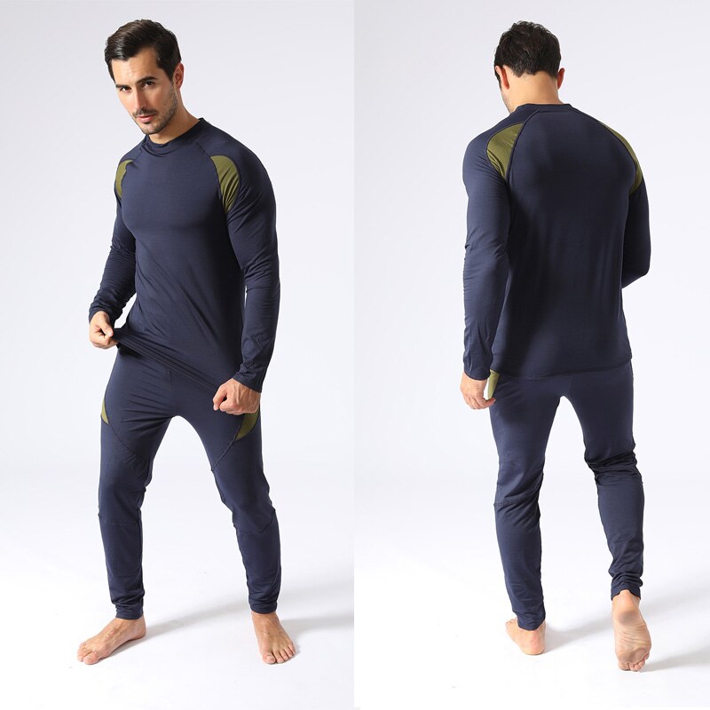 Men&#39;s Long Johns Gym Jogging Set Winter Fleece Underwear Set Men Thick Thermal Base Layer Sportwear Men&#39;s Pajam