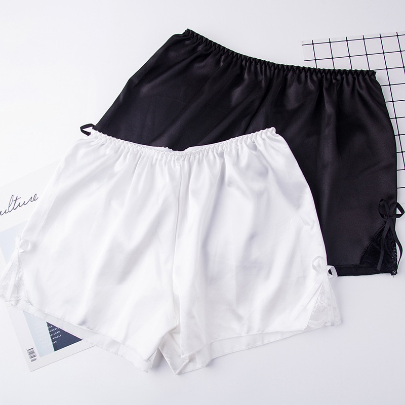 Silk Bow Safety Pants Summer Anti-Exposure Breathable Women Home Wear Boxer Lace Seamless Pantiesant Ropa Interior Femenina