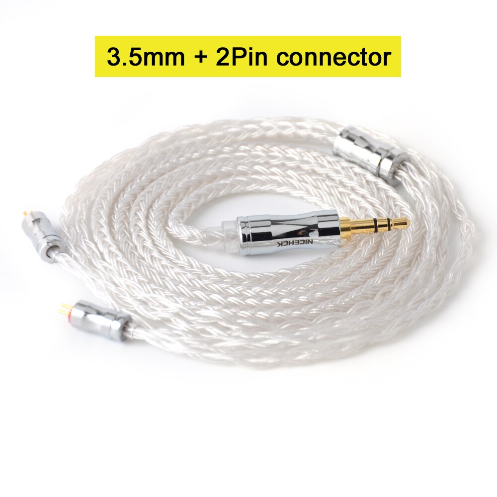 NICEHCK C16-1 16 Cores Silver Plated Cable 3.5/2.5/4.4mm Plug MMCX/2Pin/QDC/NX7 For TFZ KZCCA ZSX C12 NICEHCK NX7 PRO BL-03: 3.5mm With 2Pin