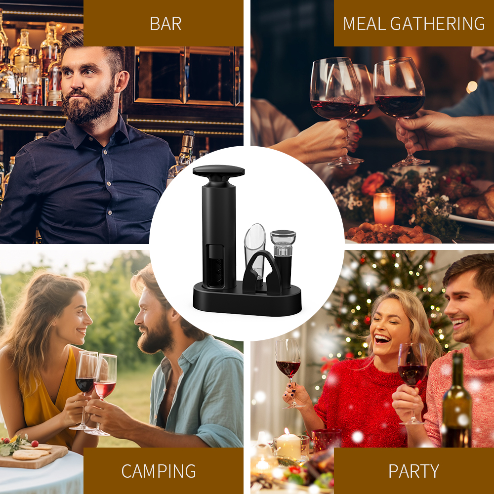 Vinåpner, servitør, korketrekker, vinflaskeåpner med folieskjærer, vinheller, vinpropp og utgangspunkt til vinelskere