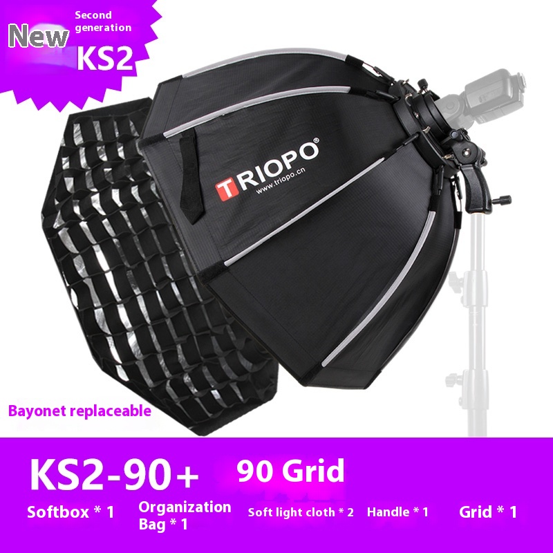 TRIOPO 55cm 65cm 90cm 120cm plegable octagonal Softbox S soporte empuñadura de mano para Godox V860III TT600 Yongnuo Speedlite Flash Light: Plata