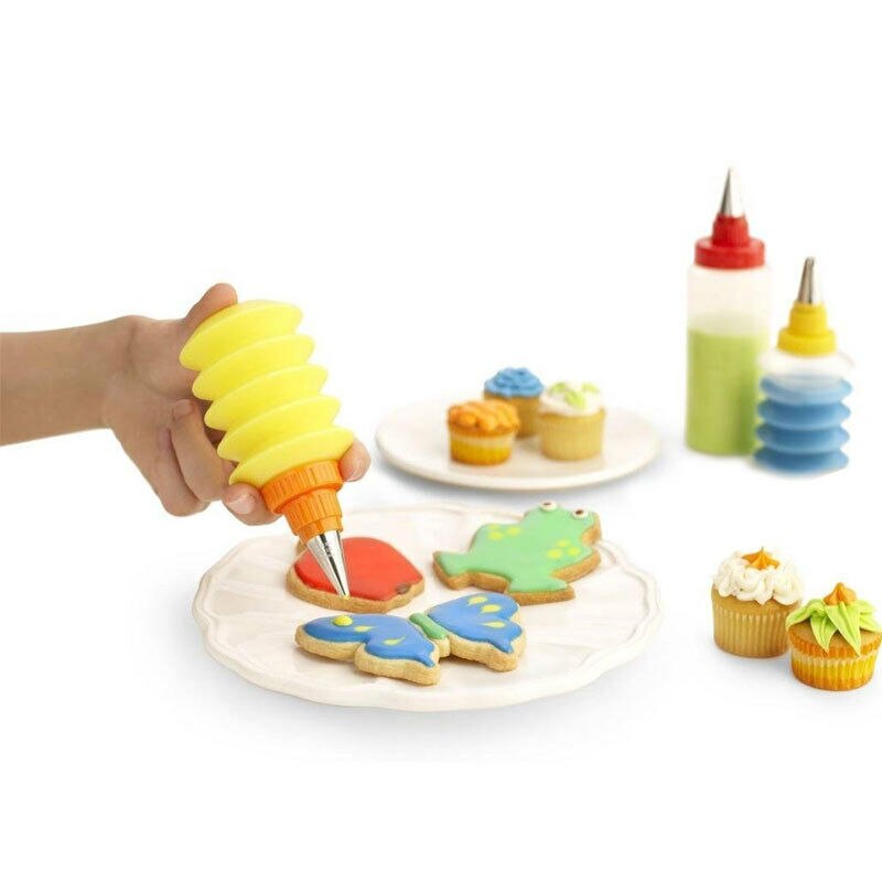 1Pc Food Grade Plastic Icing Piping Fles Met Nozzle Diy Cupcake Cookie Cake Decorating Sugarcraft Bakken Tool