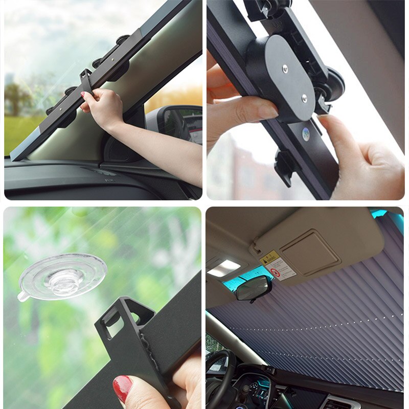 Coche parasol enrollable persianas de ventana cubierta tipo parasol retráctil parabrisas sombrilla Auto ventana trasera plegable cortina de toldo