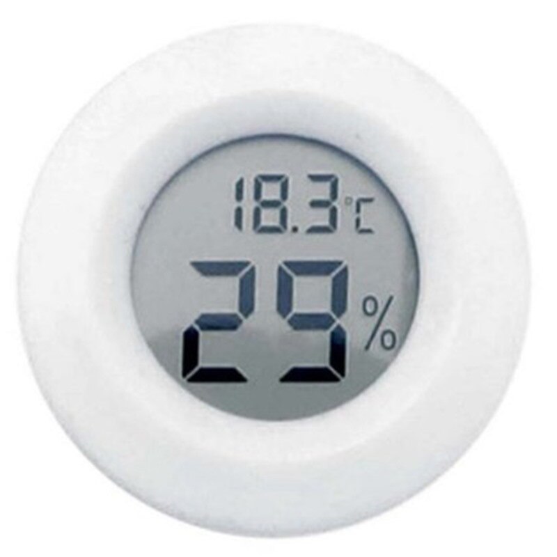 Digital lcd display temperatur fugtighedsmonitor pet termometer hygrometer runde: Hvid