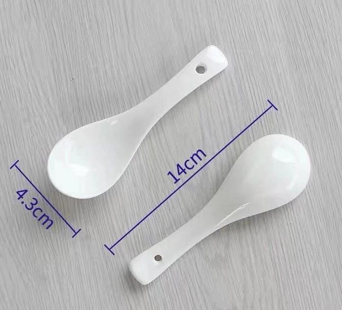 Japanese style soup spoon household ceramic ramen soup spoon rice spoon porridge spoon dessert spoon retro Japanese: D