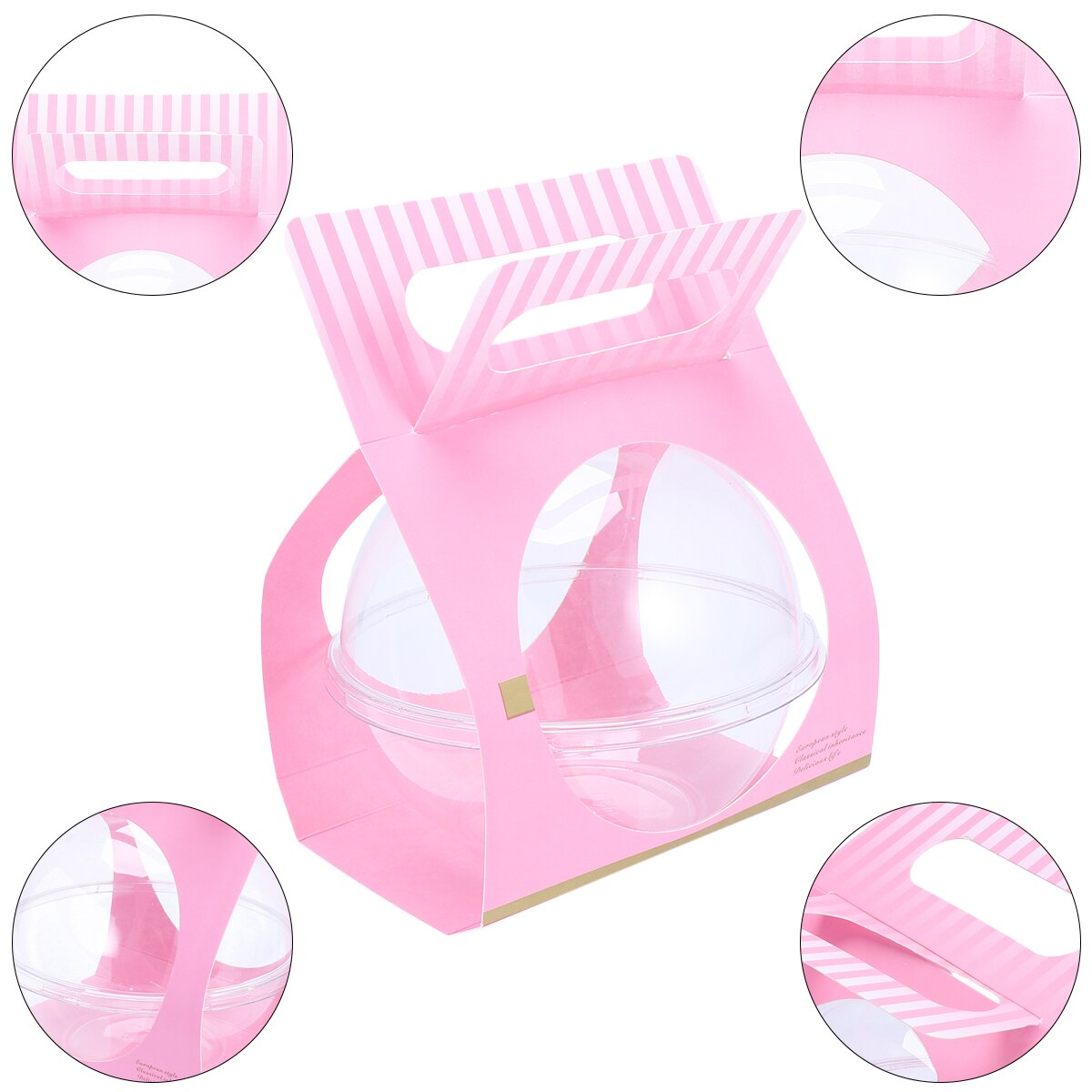 10pcs Plastic Cake Container Transparent Shape Cake Container Disposable Mousse Round Cake Container ): Pink