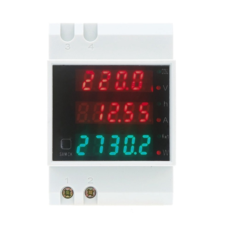 100a ac80 - 300v digitale multifunksjonelle din skinne spenningsmåler voltmeter hvit effektfaktor: misligholde tittel