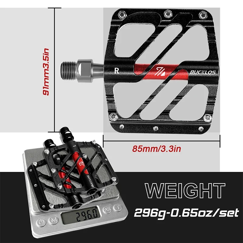 BUCKLOS-pedales de bicicleta con 3 rodamientos, ultraligeros, antideslizantes, CNC, pedales planos de aleación de aluminio, accesorios impermeables para bicicleta