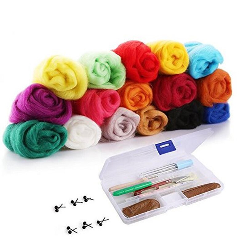 Needle Craft Wool Wool Fibre Roving DIY Craft Kit Homemade Handcraft DIY Needle Felting Starter Kits 36 54 Colors