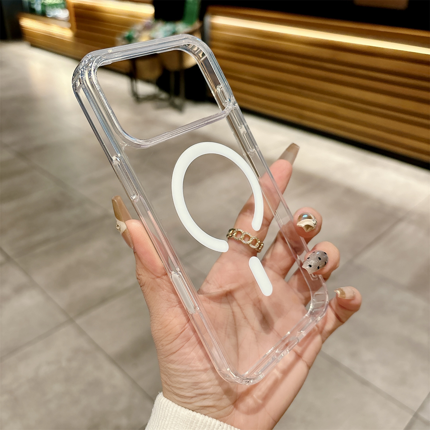 Transparante Cover Magsafe Draadloze Lading Telefoon Case Voor iPhone 17 Pro 17 Pro Max 17 Air Mini Magnetische PC Clear case: Hout
