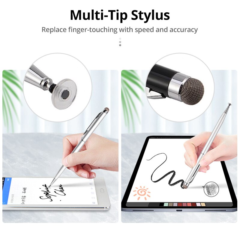 2 In 1 Stylus Pen Metal Hook Touch Screen Pen Tablet Drawing Writing Capacitive Pencil For Iphone Android Capacitive Touch Pen