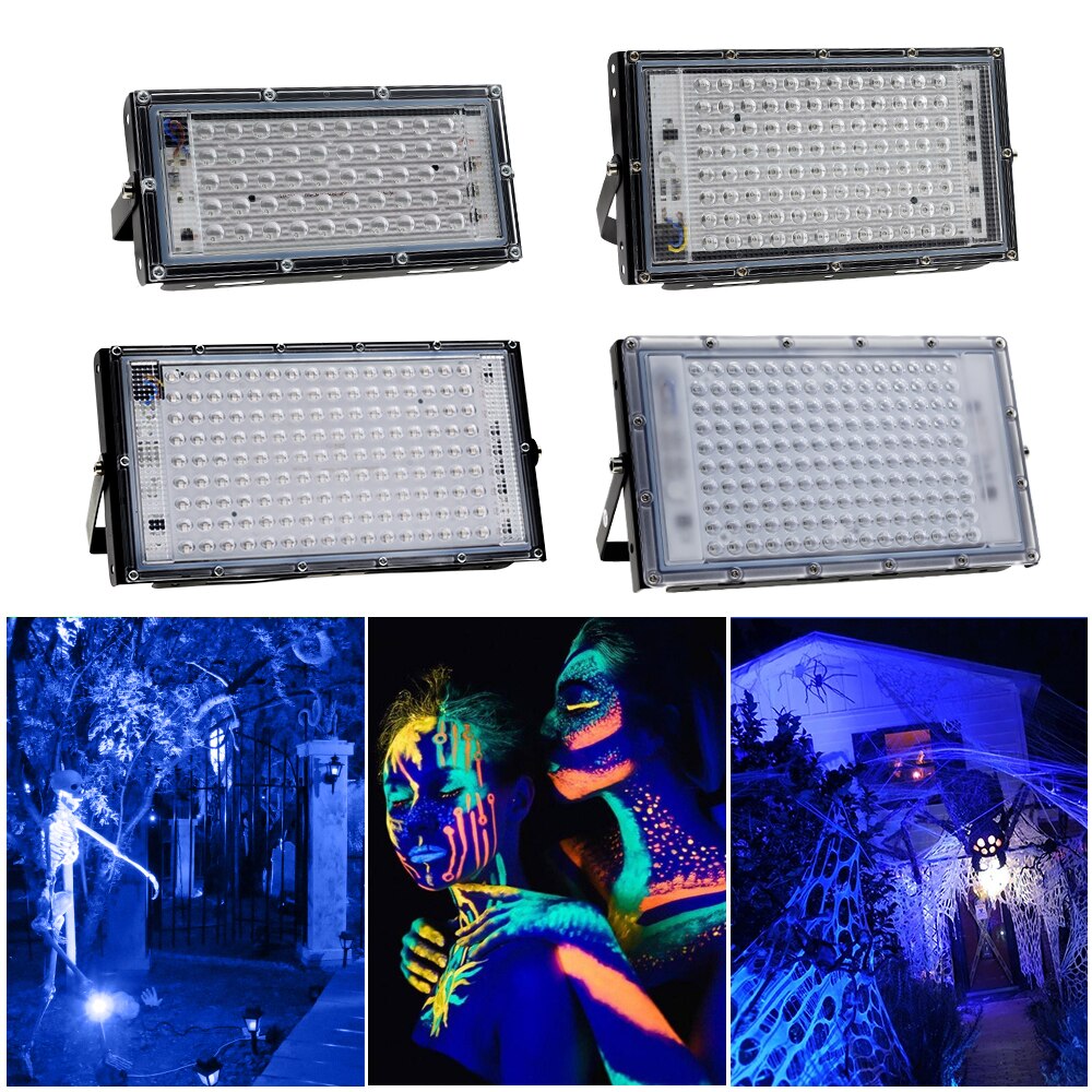 395nm 400nm ledet uv flomlys 220v vanntett ultravilet lampe 2835 brikker 50 lysdioder 96 lysdioder 50w 100w 150w med bryter