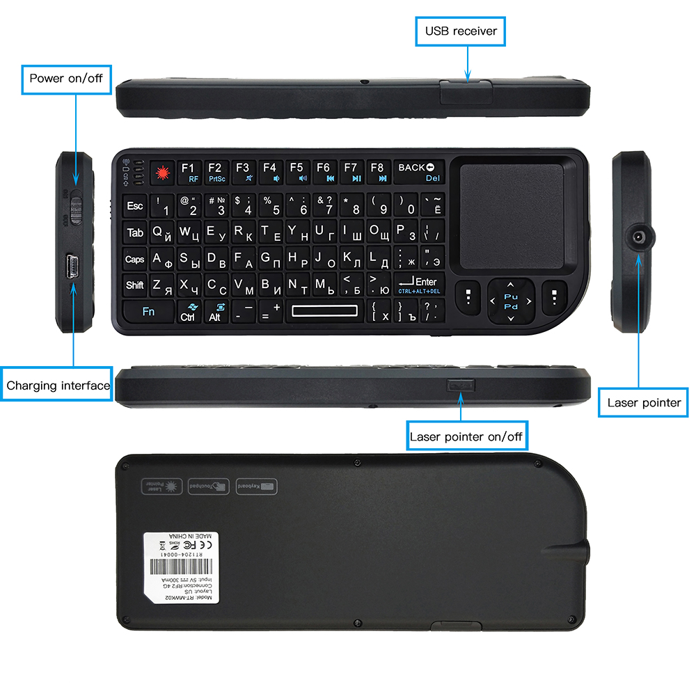 A8 Wireless Keyboard with Backlight Spanish/Russian/English 2.4G Air Fly Mouse Handheld Touchpad Keyboard for TV Box PC Laptop