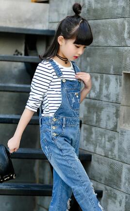 Jean déchiré pour filles, combinaison en jean pour enfants de 4-6-9-12 ans, vêtements de printemps: 9