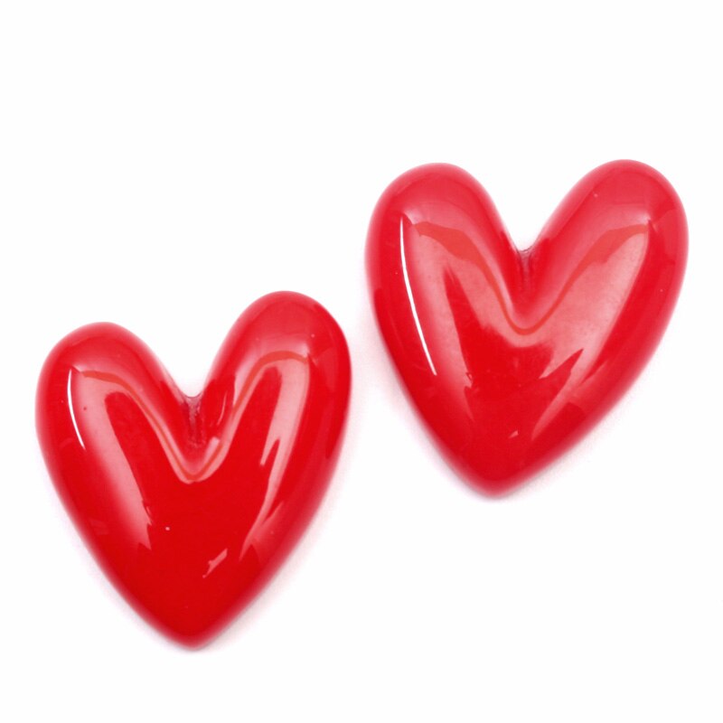 20pcs Red Heart Resin Decoration Crafts Flatback Cabochon Embellishments For Scrapbooking Beads Diy Accessories