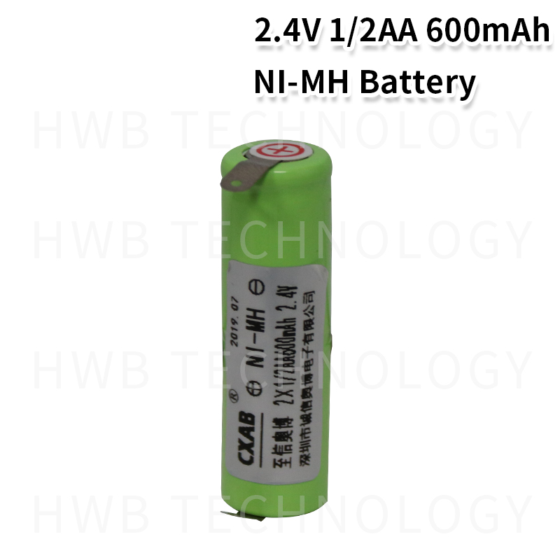 1 stks/partij 2*1/2AA 2.4V 600mAh scheermes batterij ni-mh-batterij