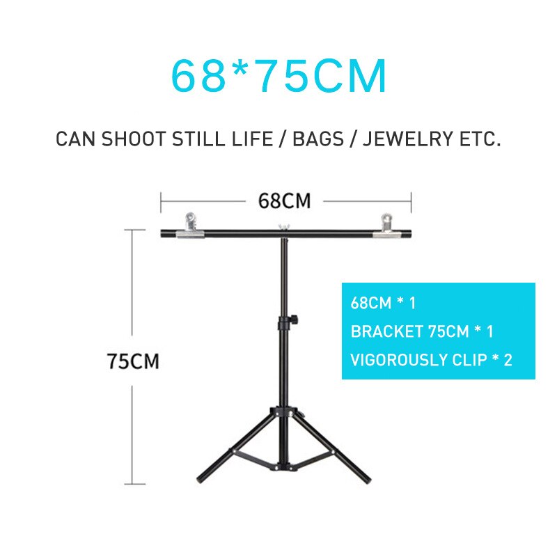 Background Support Stand Photography Backdrop T-shaped Adjustable Background Frame Stand With Clamps For Photo Studio Video: T68x75cm