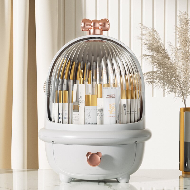 Simple Case For Cosmetics Dustproof Beauty Box Transparent Visual Makeup Cases Opening And Closing Cosmetics Containers: White / Large Size