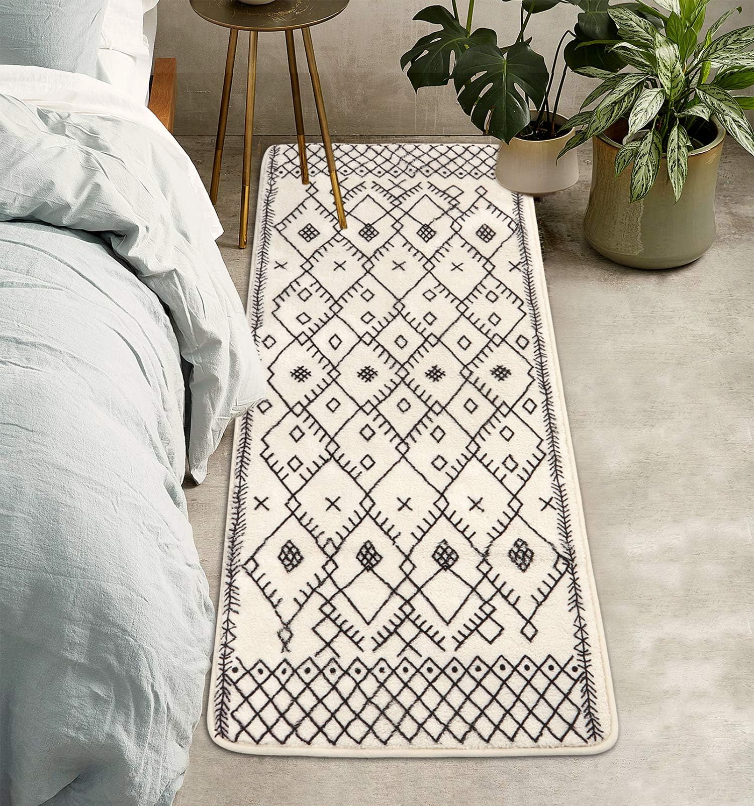 Badkleed Boho Lange Badmat Antislip Marokkaanse Geometrische Boerderij Badkleed Zacht Fluwelen Machine Wasbare Vloermatten