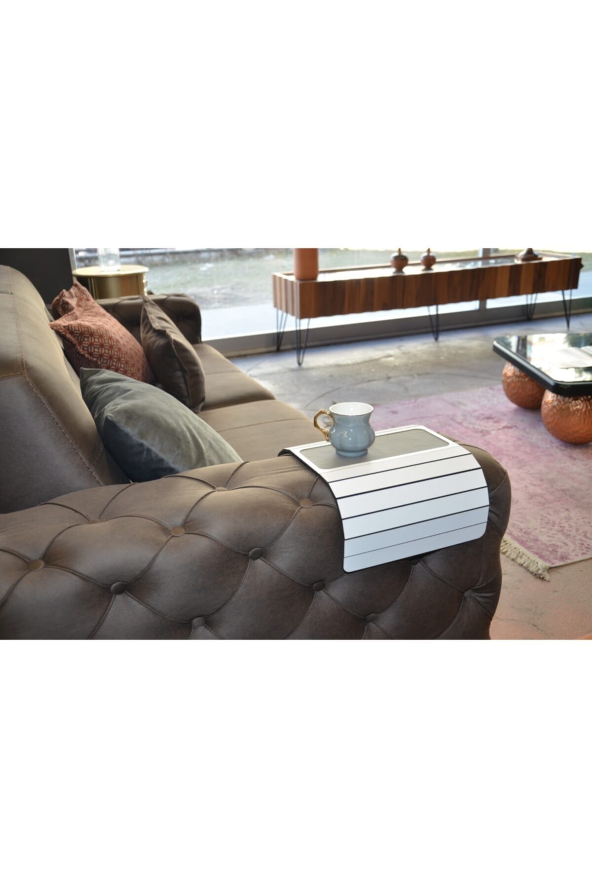 White Wood Folding Portable Side Coffee Table