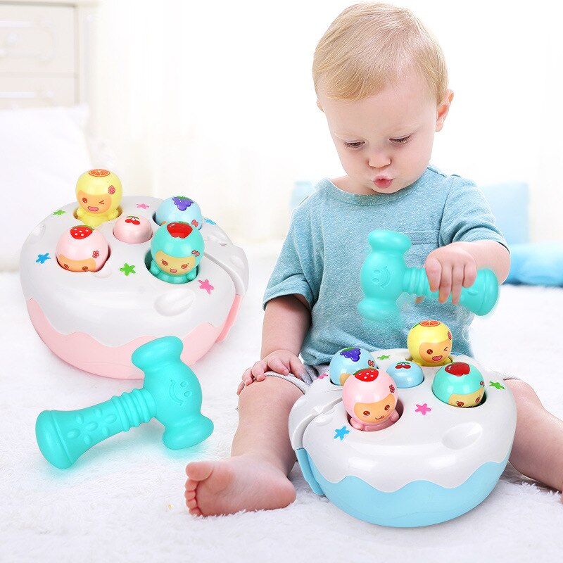 Baby Toys Knock Hit Electric Hamster Game Handheld Machine Puzzle Electric Knock Hamster Education Sound and Light Toys for Baby