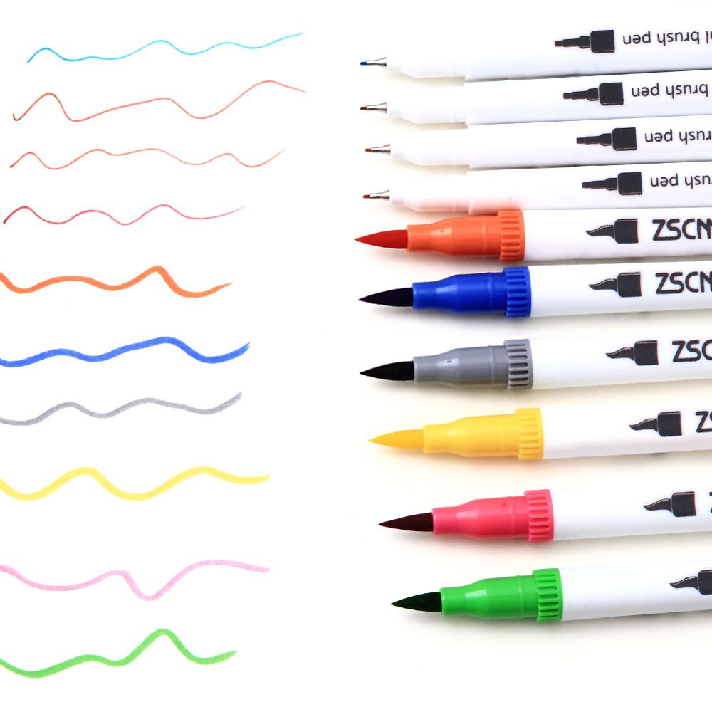 60 Kleuren Dual Tip Art Marker Pen Aquarel Markers Pen Tekening Fine Liner Schilderen Borstel Kalligrafie Schetsen Schoolbenodigdheden