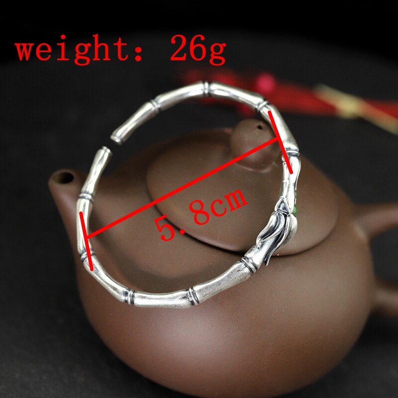 LouLeur 925 sterling silver jade bangles handmade original bamboo jade plum love bangles for women Eternal Love jewelry charms