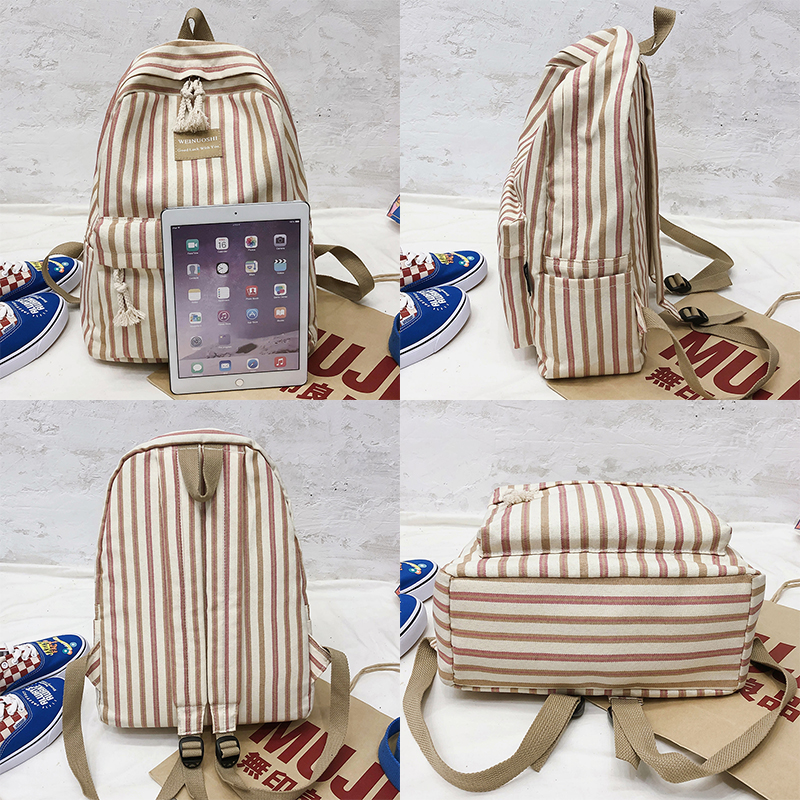 Femme toile Plaid sac à dos étudiant femmes sac d'école fille rayé mignon sacs à dos kawaii streak dames harajuku sac livre adolescent