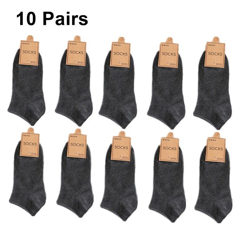 Lot 36-44 10 paires de chaussettes unisexes pour homme et femme, en coton respirant, couleurs unies, décontractées, pour le printemps, l'été et l'automne: Gris foncé
