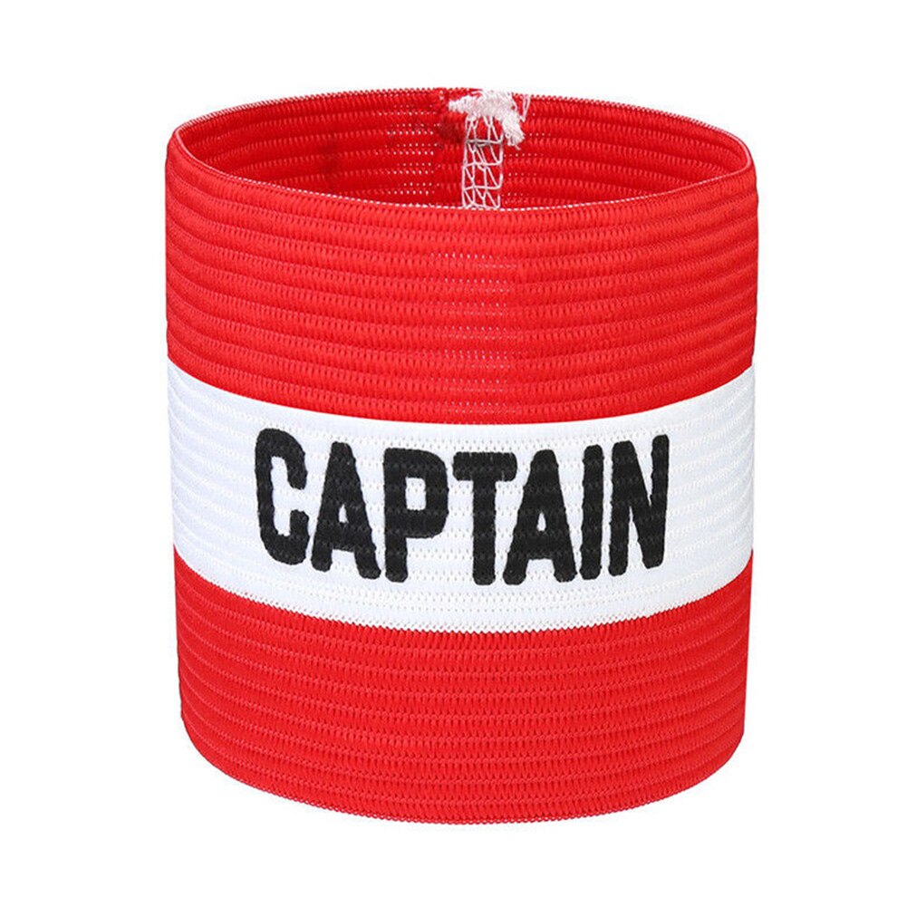 Leider Elastische Sport Accessoires Captain Armband Symbool Voetbal Rugby Hockey Outdoor Speeltuin Sterke Kleverigheid Mouwen Badge: Rood