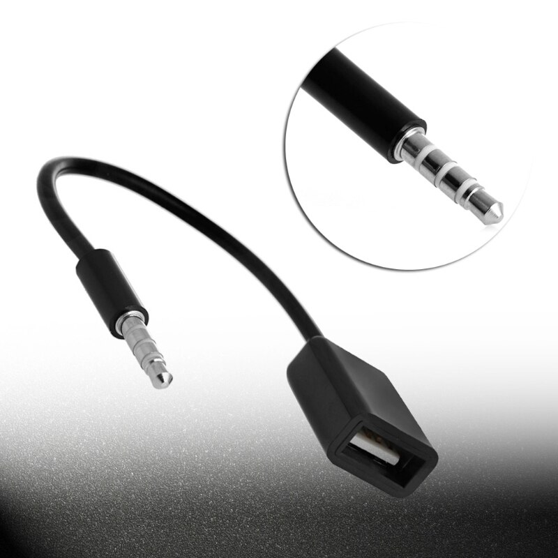 3.5mm Male AUX Plug Jack To USB 2.0 Female Converter Cable Cord Car MP3 Q39D