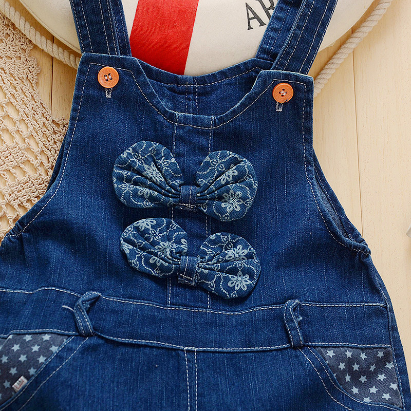 NYSRFZ Baby Broek Kids Denim Overalls Borduurwerk libel Jeans Zuigeling Baby Bib Broek Jongens Meisjes Denim Jumpsuit