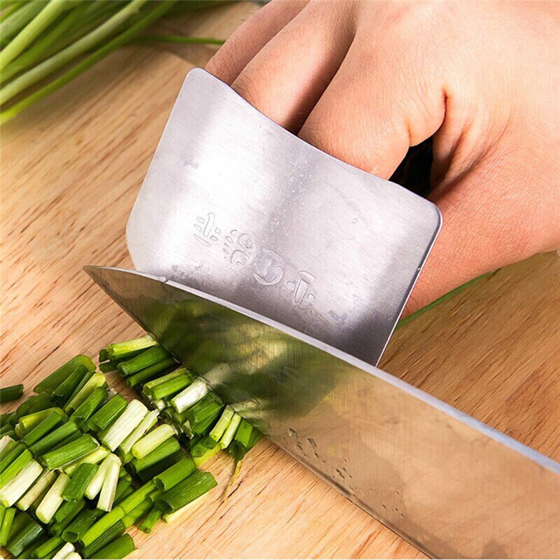 Praktisk køkkenartikler hugge fingerbeskytter rustfrit stål skære grøntsager fingervagt køkken tilbehør