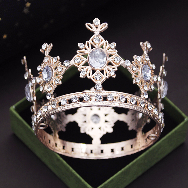 Party Prom Verjaardagstaart Kroon Kleine Tiara's voor Pop Groen Roze Diadeem Bruids Bruiloft Haar Sieraden Tiara's Hoofdornamenten: Puur Goud Kleur
