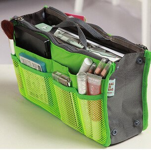 UOSC Organizer Bag Women Nylon Travel Insert Organizer Handbag Purse Large Liner Lady Makeup Cosmetic Bag Female Tote: green