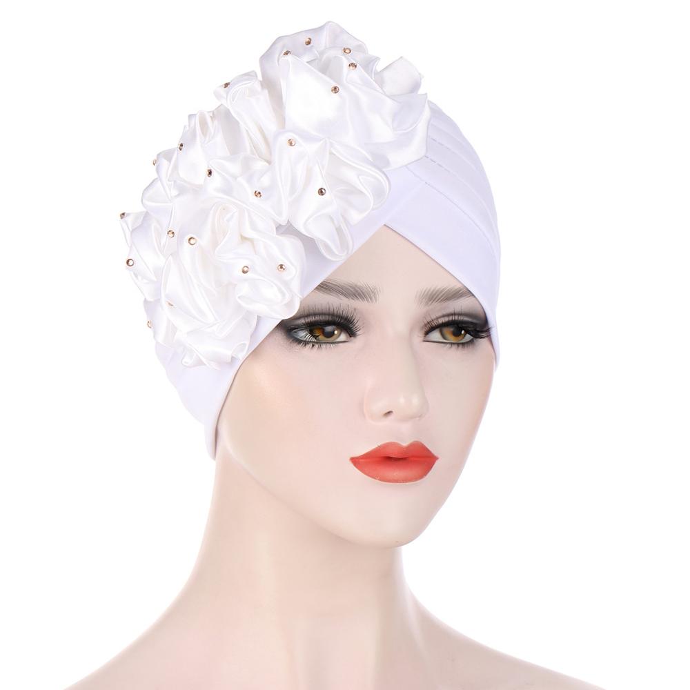 Grote Bloemen Tulbanden Voor Vrouwen Stretchy Hoofddoek Motorkap Moslim Head Wrap Cap Dames Beanie Hoed Haaraccessoires Chemo Caps