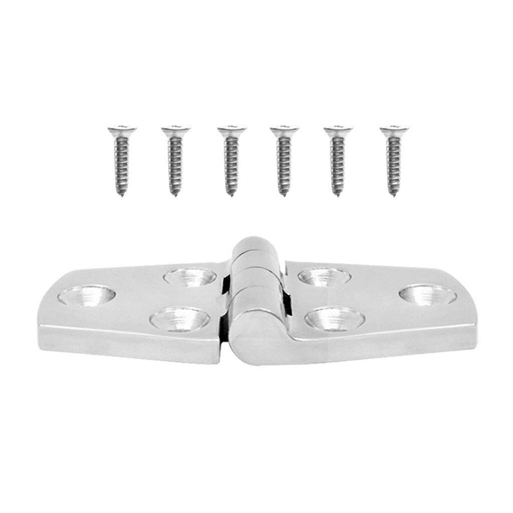 316 Stainless Steel Polished Strap Hinge Door Hinges Fitting w/ Screws for Marine Boat